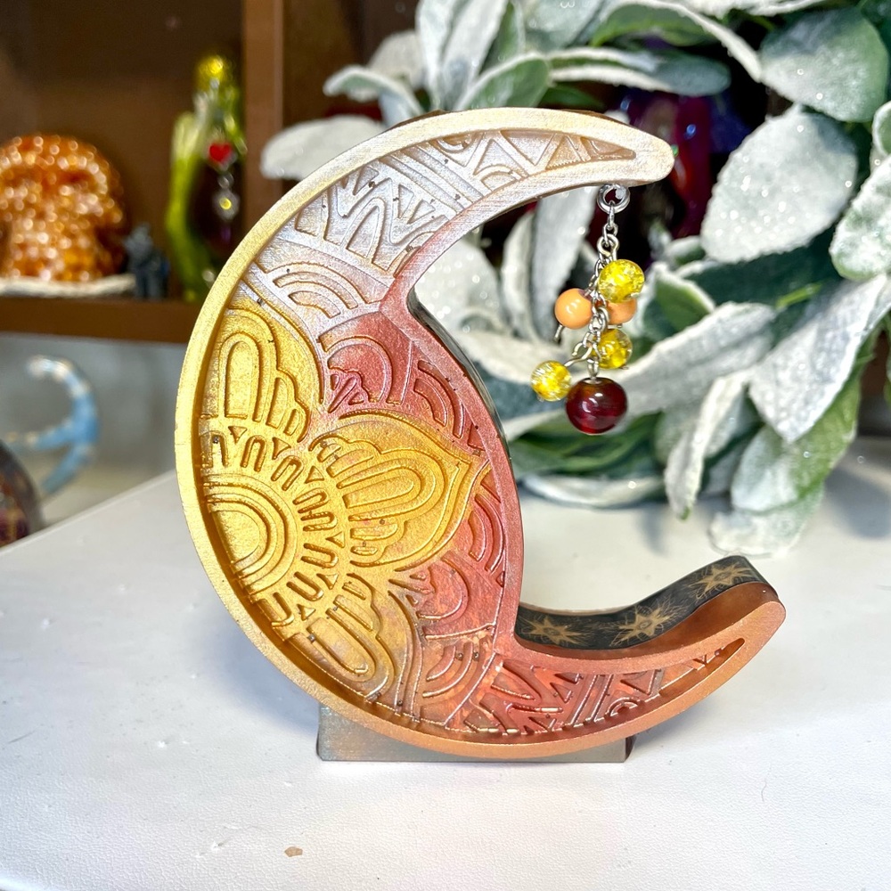 Handmade Celestial Leo Lion Zodiac Mixed Media Art Piece - Picture 4 of 4
